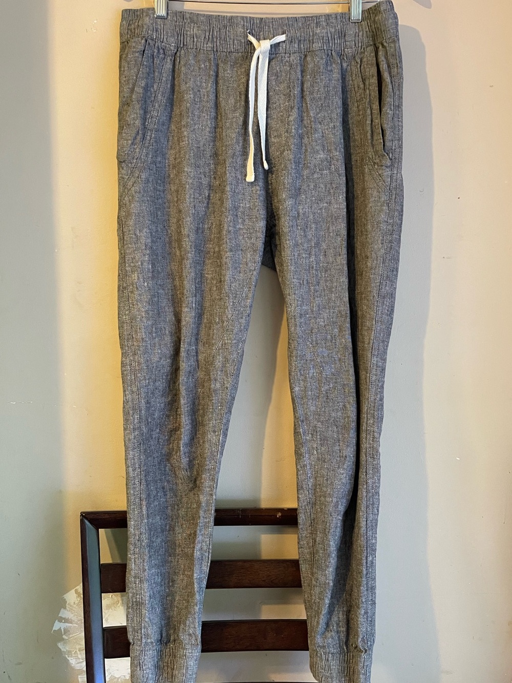 Urban Heritage Resort Linen Blend Elastic Waist Jogger Pants Pockets Size Medium